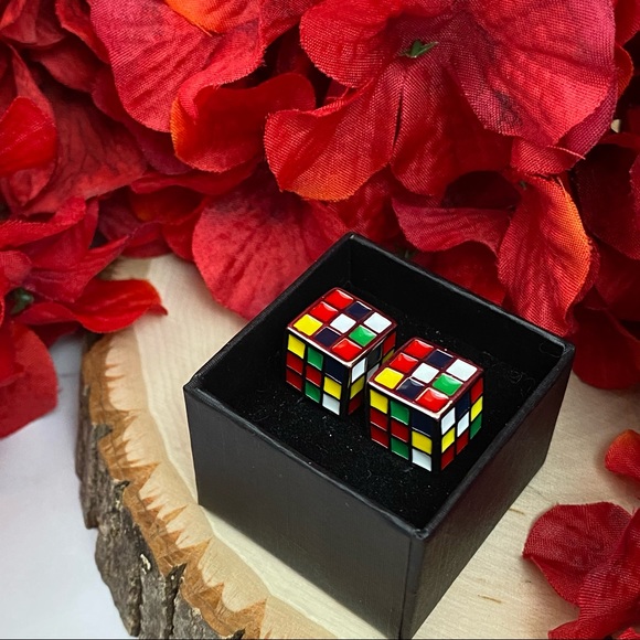 Vintage Colorful Rubix Cube Cufflinks - Picture 14 of 16
